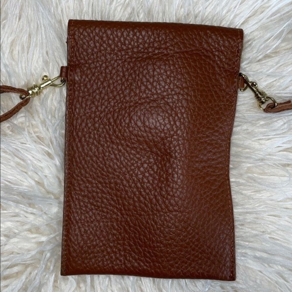 cell Phone Crossbody Bag Brown Pebbled Leather Stud Jesse & Co LN - Picture 4 of 7